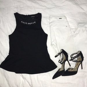 Express black peplum top w/ gems